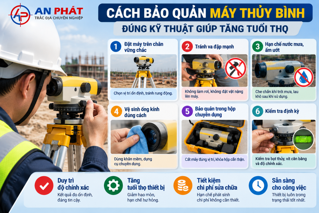 Cách bảo quản máy thuỷ bình chi tiết nhất.